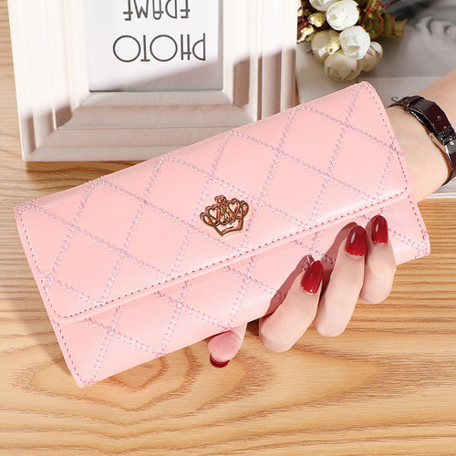 Women Wallet Lady Clutch Leather Plaid Hasp Female Wallets L