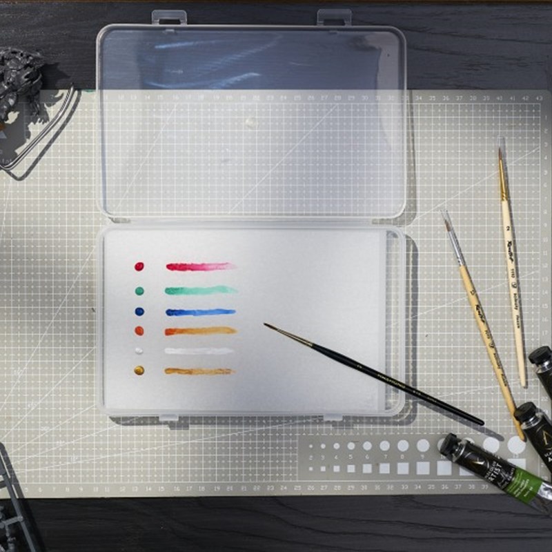 大师制作 手涂湿盘调色纸 薄涂红草调色盘 湿盒 湿盘 湿调盘