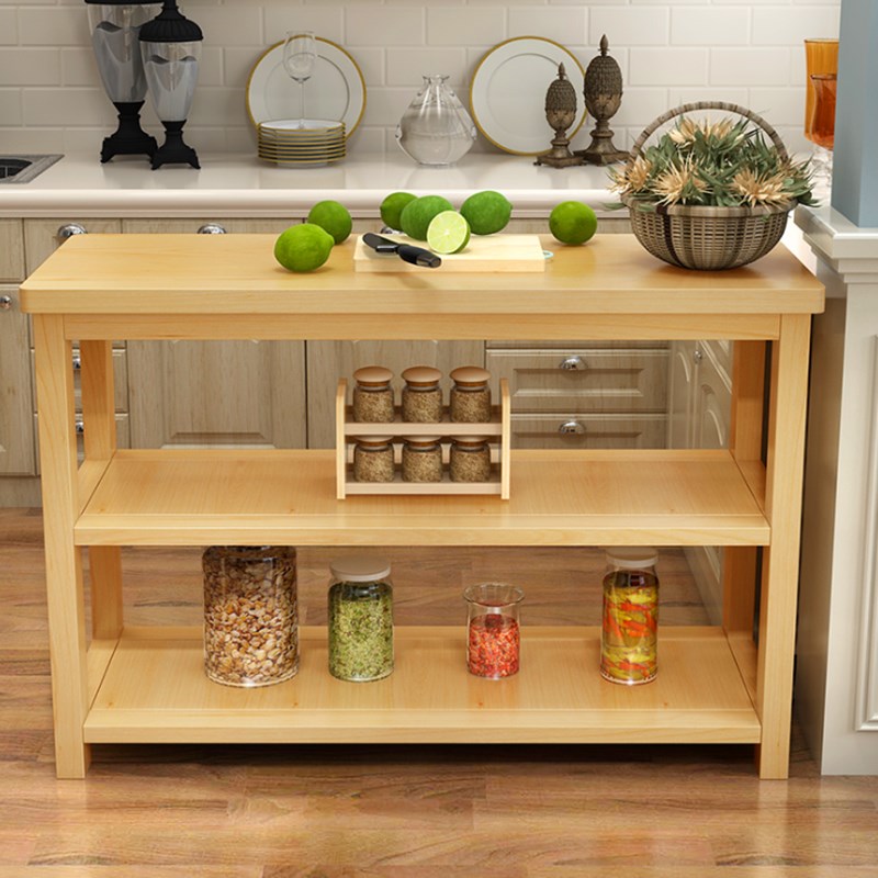 定制全实木桌子餐桌简易长桌子双层多层储物桌家用厨房切菜小桌子