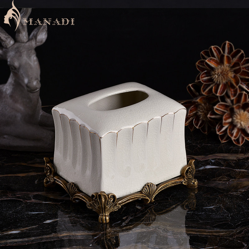 欧式创意抽纸盒家居客厅纸巾盒酒店办公树脂冰裂纹陶瓷抽纸筒,收纳整理,纸巾盒,淘宝优惠券,粉丝福利购,淘宝优惠卷