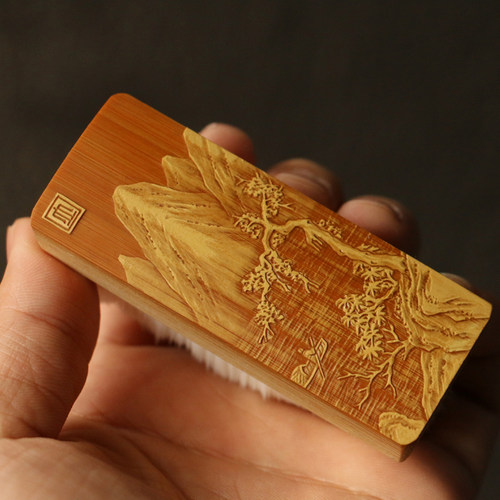 几细年老玉竹特十特密特软文玩刷子东阳名家精立刚本工裘工雕刻