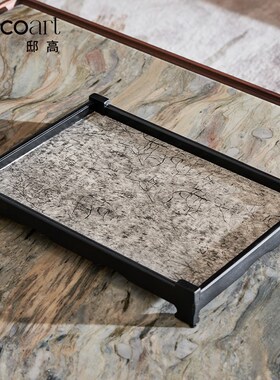 邸高家居新中式会所售楼处大堂茶几托盘茶具套装组合装饰摆件套装