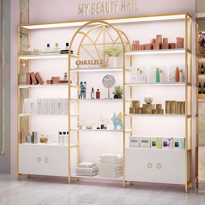 美容院展示架化h妆品展示柜置物架母婴店货架美甲护肤店商品陈列