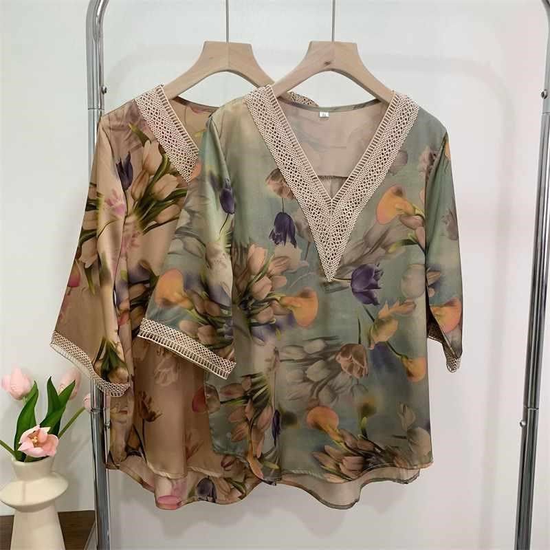 2024新款中年妈妈夏装中袖套T恤衫雪纺装中老年女洋气大码两爆款,住宅家具,电磁炉餐桌,淘宝优惠券,粉丝福利购,淘宝优惠卷