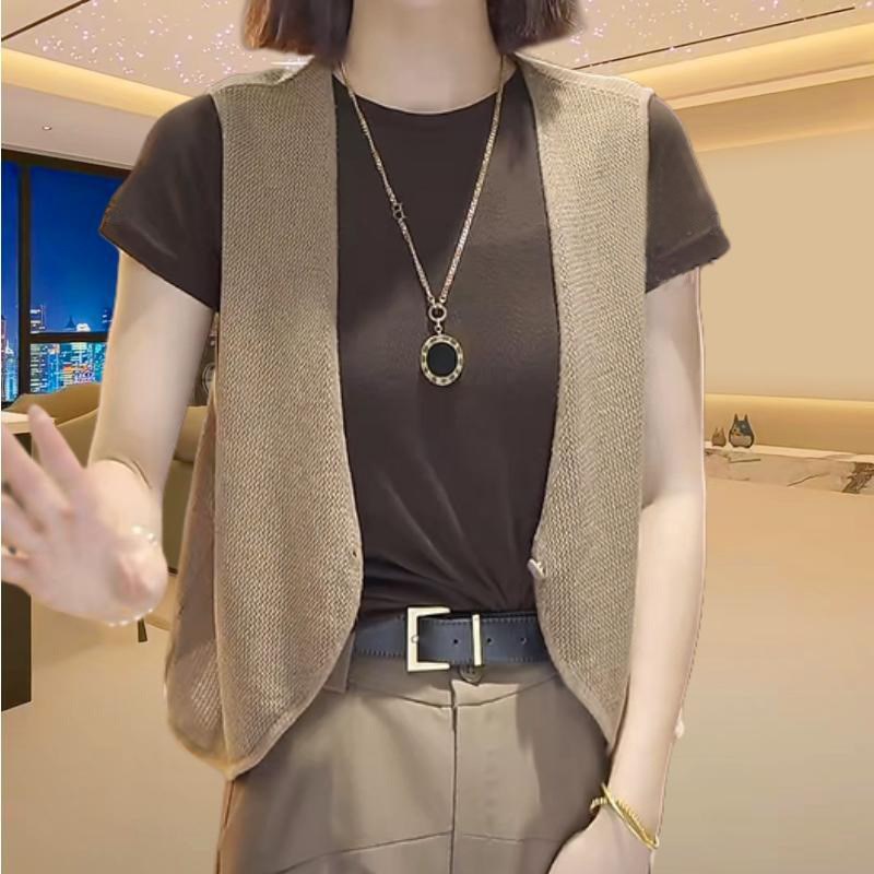 薄款针织马甲女款叠穿外搭早秋2025新款休闲户外马夹坎肩短款上衣图片