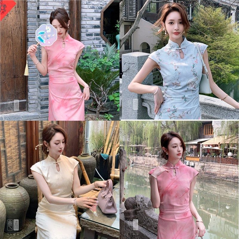 2024春夏女装新款新中式国风改良旗袍盘扣连衣裙复古小立领长裙子,女装/女士精品,连衣裙,淘宝优惠券,粉丝福利购,淘宝优惠卷