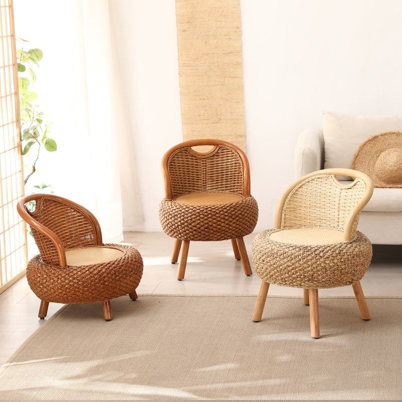 藤编小椅子家用客厅阳台单人靠背椅换鞋凳编织三件套休闲椅子网红,住宅家具,阳台椅,淘宝优惠券,粉丝福利购,淘宝优惠卷