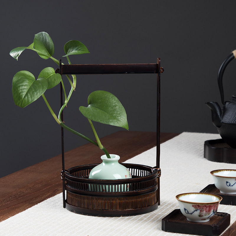 小原流竹制竹编花器花道插花器花瓶花篮日式禅意客厅手工茶道摆件,家居饰品,花篮,淘宝优惠券,粉丝福利购,淘宝优惠卷