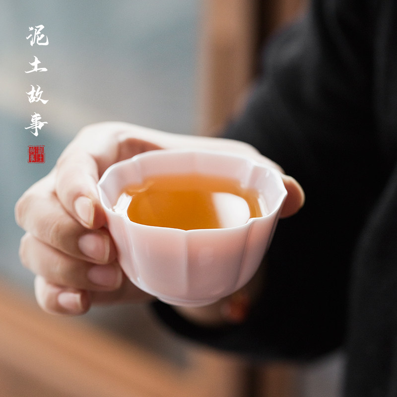 粉色花朵茶杯 陶瓷主人杯单杯女士品茗杯单个 花瓣造型功夫泡茶杯,餐饮具,茶杯,淘宝优惠券,粉丝福利购,淘宝优惠卷