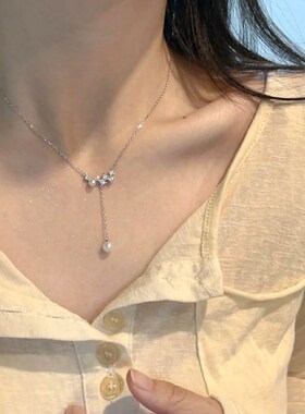 流苏珍珠项链女纯银999轻奢小众高级颈链2024新款爆款母亲节礼物