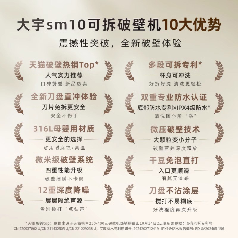 【自营】大宇可拆洗破壁豆浆机家用多功能全自动小型料理静音低噪