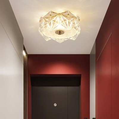 法式轻奢水晶玄关灯过道吸顶灯进门灯阳台走廊入户衣帽间美式复古