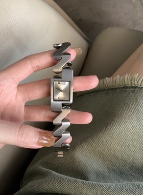 中古小银表  新款2023复古高级独特设计轻奢小众梯形石英手表女