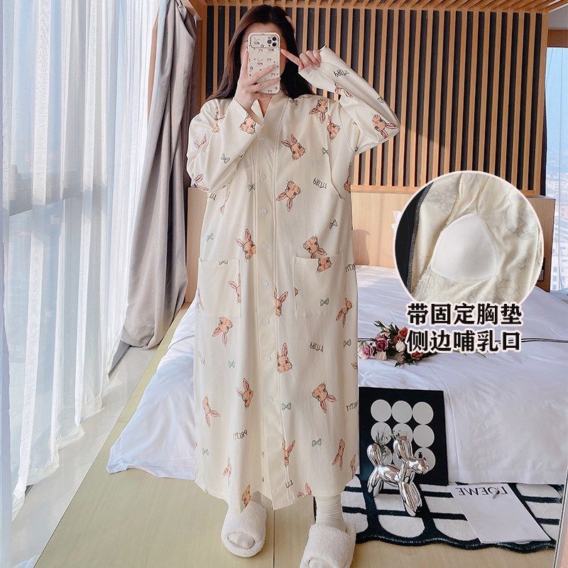 孕妇睡裙女春秋带胸垫仿棉月子服夏季产后哺乳喂奶怀孕期加肥大码,孕妇装/孕产妇用品/营养,家居裙,淘宝优惠券,粉丝福利购,淘宝优惠卷