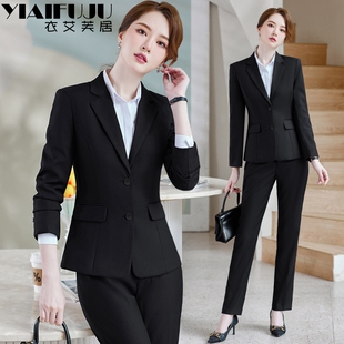 黑色西装外套女士秋冬季通勤面试正装上衣气质小个子职业西服套装