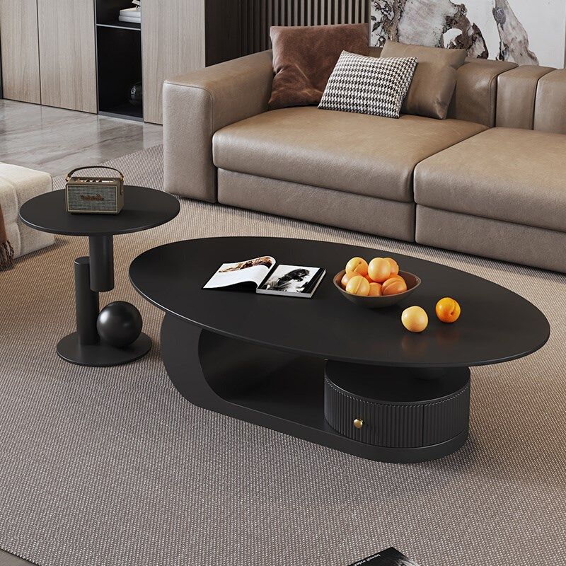 意式极简茶几客厅家用轻奢奶油风小户型岩板茶桌椭圆形2024年新款,住宅家具,茶几,淘宝优惠券,粉丝福利购,淘宝优惠卷