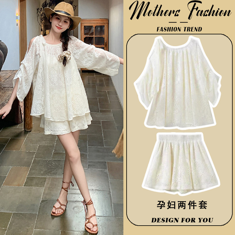 孕妇套装2024新款夏季露肩慵懒风宽松显瘦韩版上衣短裤薄款两件套,孕妇装/孕产妇用品/营养,连衣裙,淘宝优惠券,粉丝福利购,淘宝优惠卷