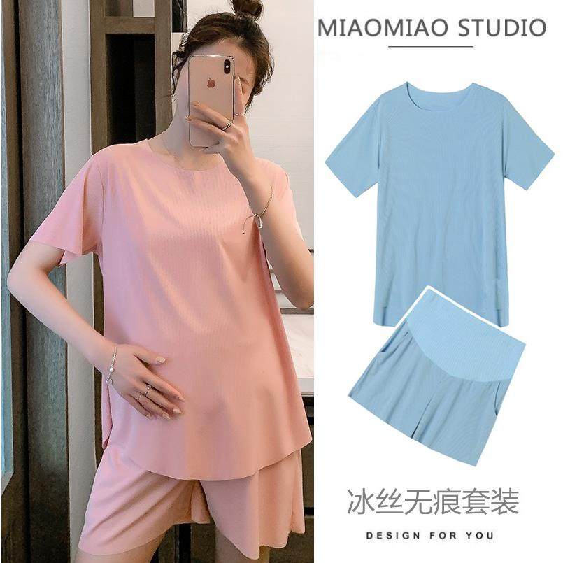 孕妇睡衣夏季薄款冰丝两件套短袖套装夏天可外穿家居服怀孕期夏装,孕妇装/孕产妇用品/营养,家居服套装,淘宝优惠券,粉丝福利购,淘宝优惠卷