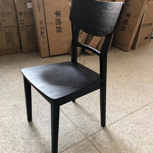 新实木餐椅家用小户型简约现代黑色休闲餐桌椅子餐厅靠背椅酒店轻