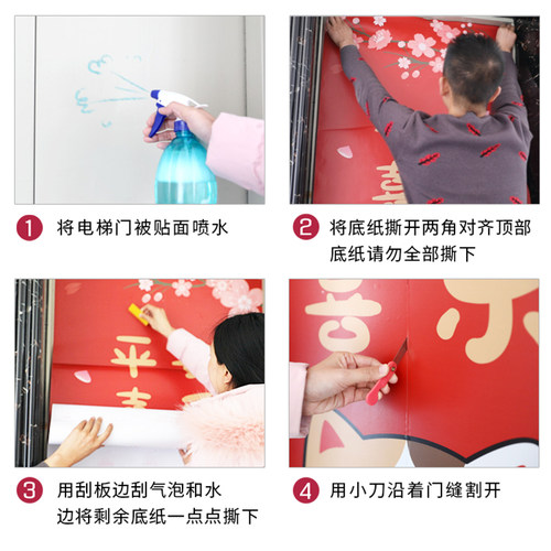 入户电梯门贴纸福禄寿喜财神画厅装饰高级感创意一梯一户网红定制