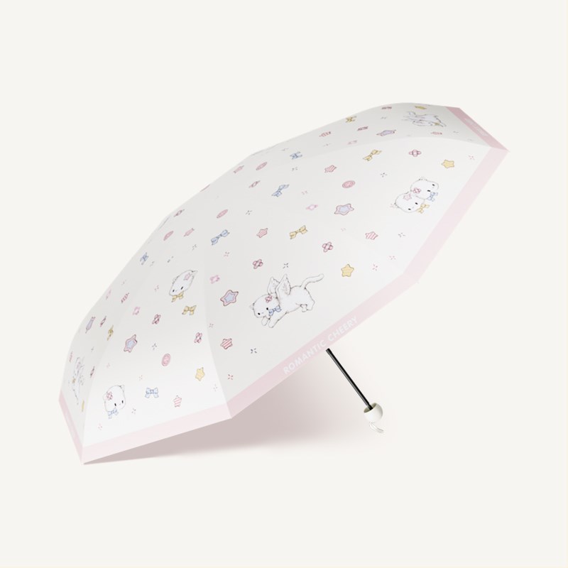 天使小猫五折太阳伞遮阳伞雨伞防晒防紫外线小巧便携折叠两用女生