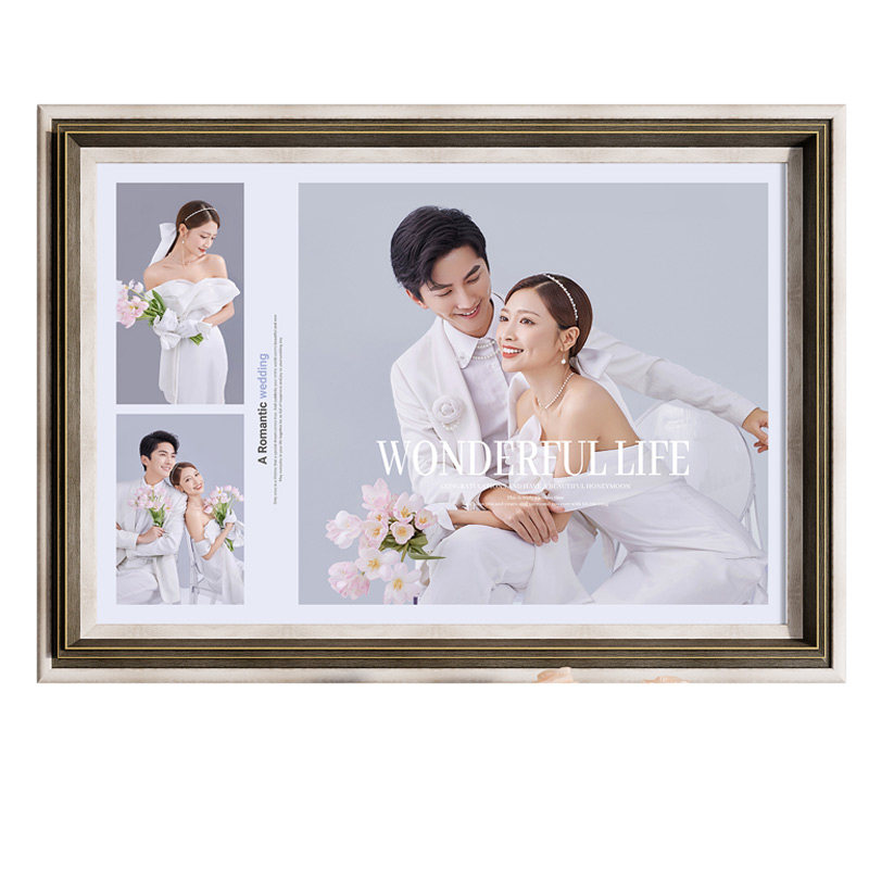定制婚纱照相框挂墙放大结婚照打印照片加洗相片框9宫格diy全家福