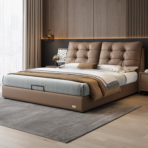 意式轻奢泡芙羽绒软包床