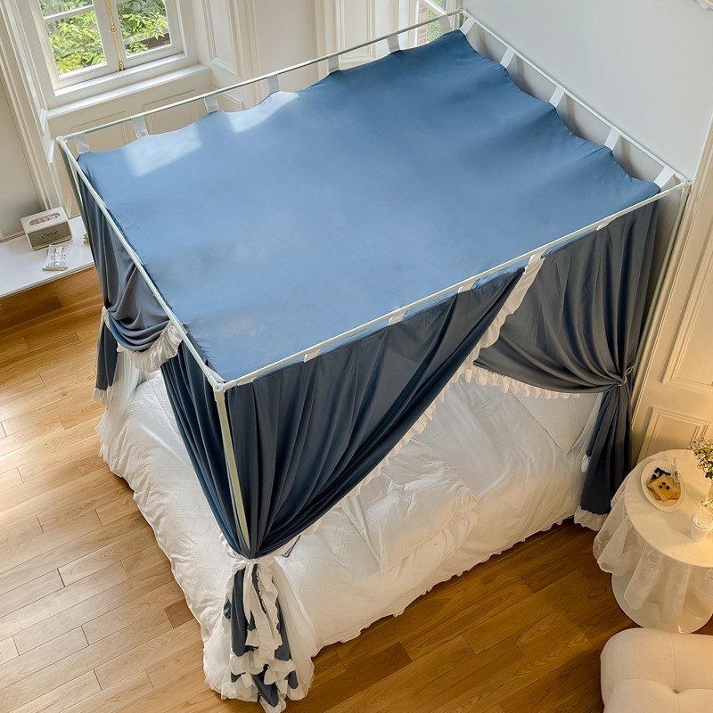优雅公主风双层蚊帐防蚊幔帐小清新荷叶边床帘民宿遮光帘1.51.8床