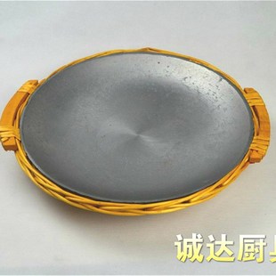 生铁剁椒鱼头锅藤篮筐烤鱼盘圆铸铁平锅平底干锅煎锅浅锅海鲜锅具