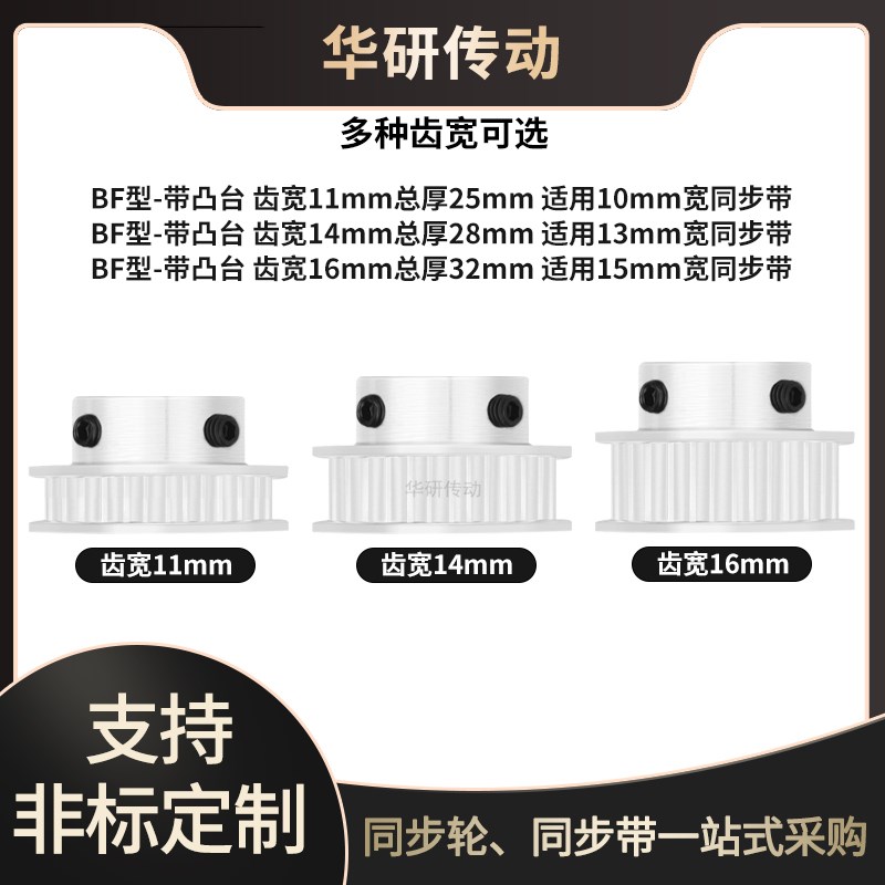 同步轮T522齿BF型槽宽11/16传动齿轮内孔568101214151920同步带轮