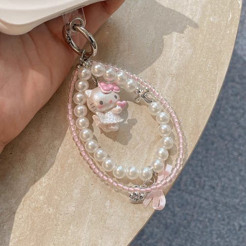 可爱kt猫珍珠手机链相机包包挂件