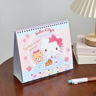 2026年新款kt猫可爱插画台历创意桌面摆件日程学习打卡月周日历