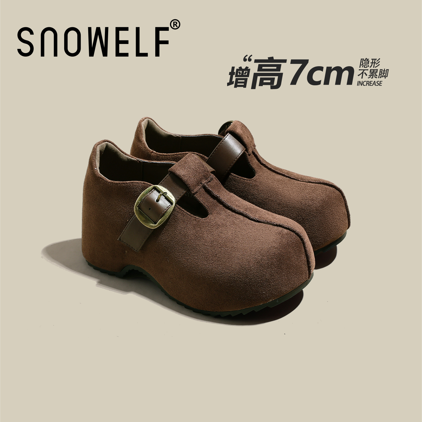 Snowelf真皮勃肯鞋厚底冬季新款