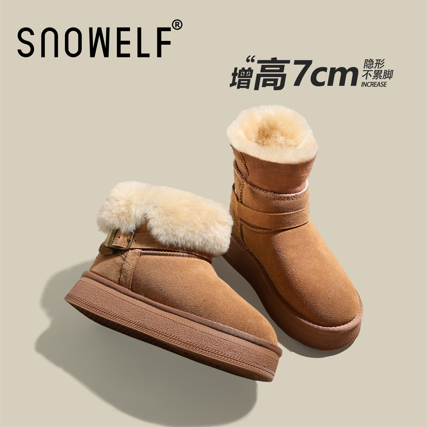 Snowelf毛毛雪地靴冬季新款棉鞋