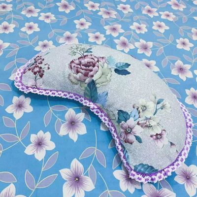 老粗布月牙型枕头枕套护颈可拆洗荞麦壳儿童学生成人枕头