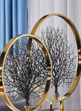 欧式海树饰品斯堪的纳维亚树桌面金属软装饰创意家居饰品入口样板