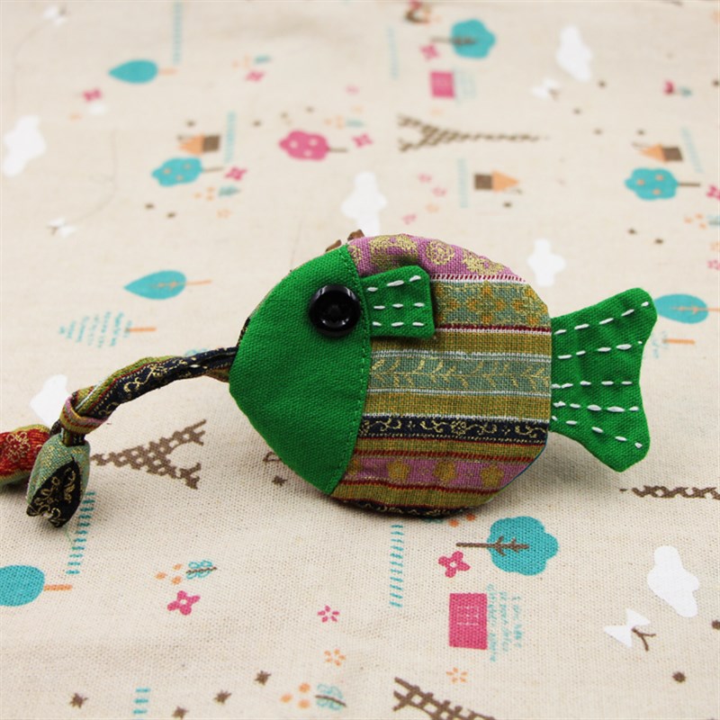 云南民族风手工特色布艺小鱼钥匙扣钥匙套卡通创意可爱礼物