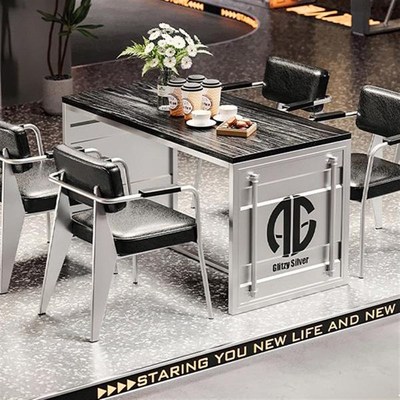 工业风清吧酒馆桌椅子奶茶店咖啡厅餐厅网红创意复古铁艺卡座沙发