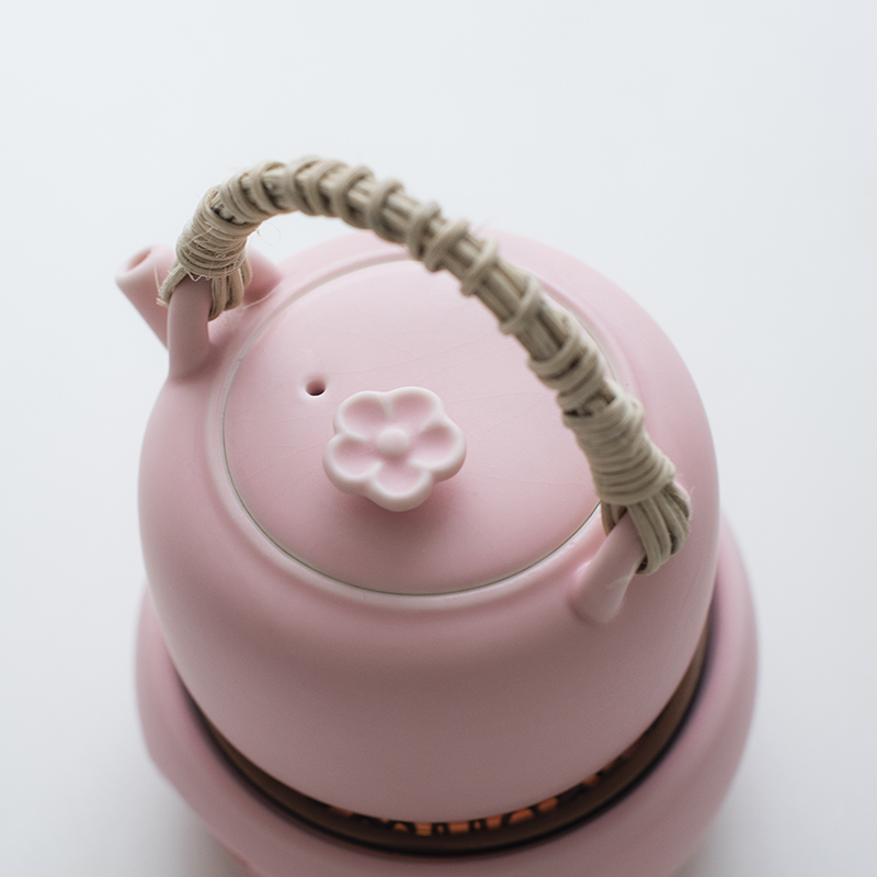 陶瓷家用藤编提梁壶茶壶日式煮茶温茶器蜡烛套装加热保温茶炉底座