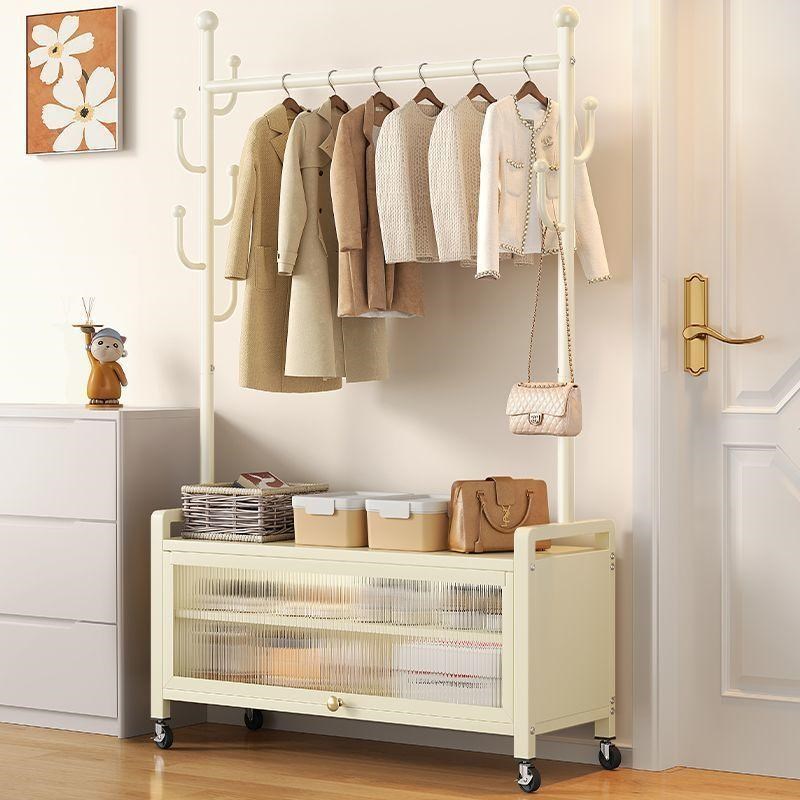 简易耐用衣帽架落地衣架加厚加粗可移动晾衣架收纳柜挂衣架二合一