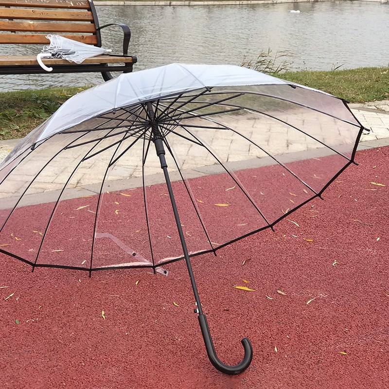 新品新品大伞面16骨大号雨伞直杆雨伞16K长柄透明伞广告新品伞