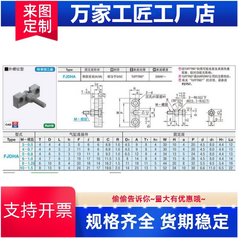 FJDHA3/4/5/6/8/10-0.5/0.7/0.8/1.0/1.25/1.5外螺纹浮动接头组件