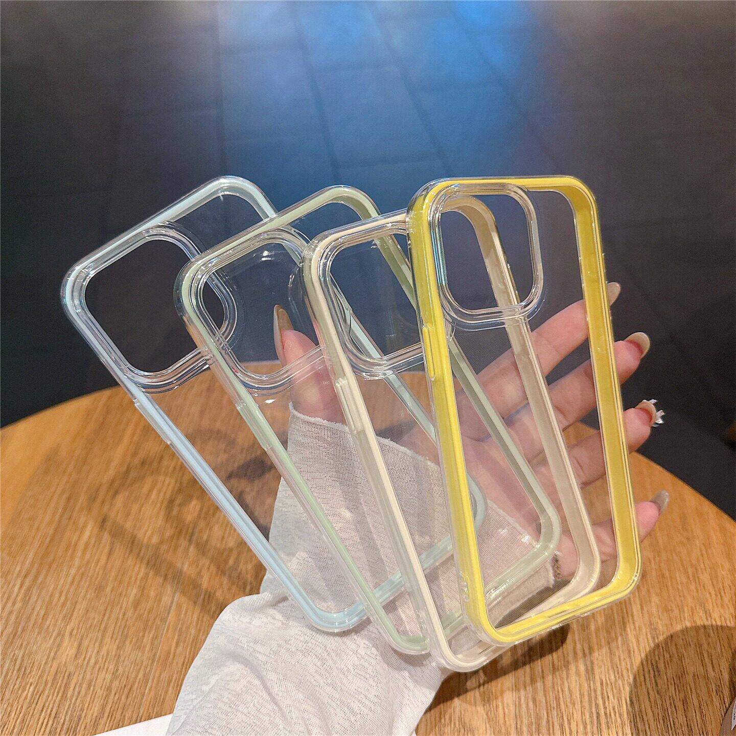 密素适用苹果17promax手机壳浅蓝透明巨好看iphone16高级感小众15二合一双层14pro防撞条边框全包保护13pro女