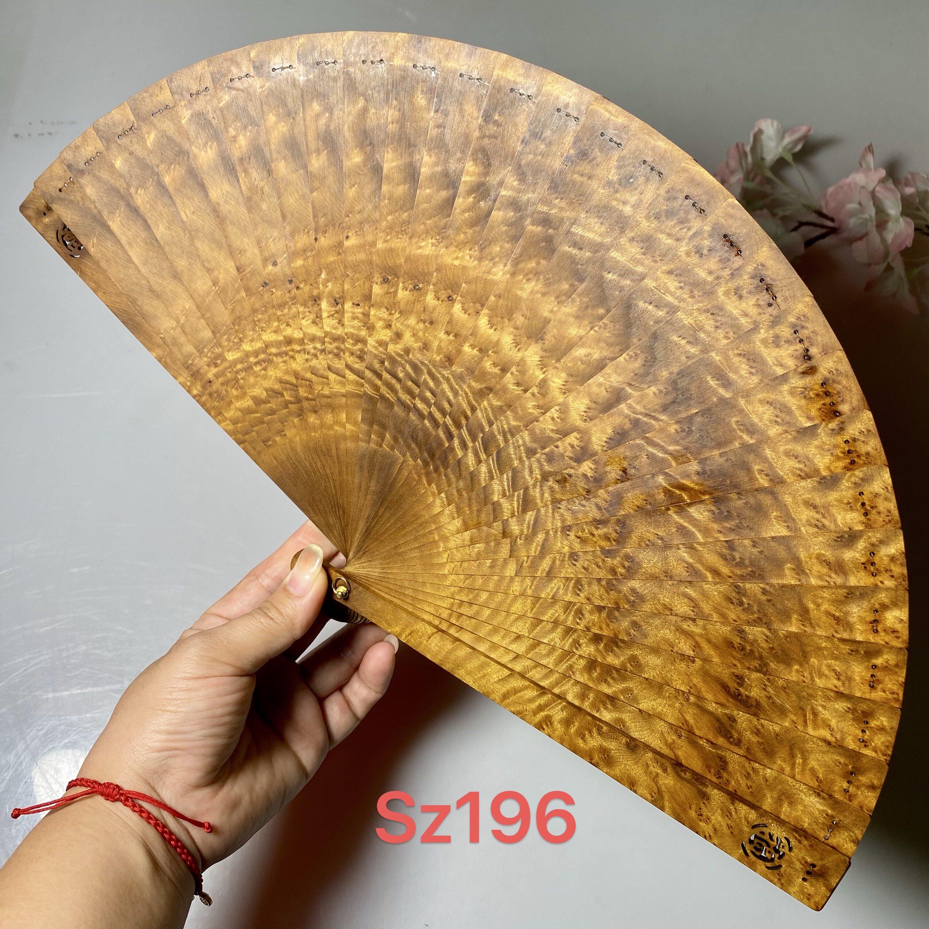 金丝楠木小叶桢楠满水波精品折扇古古风折叠扇子收藏工艺扇礼盒装