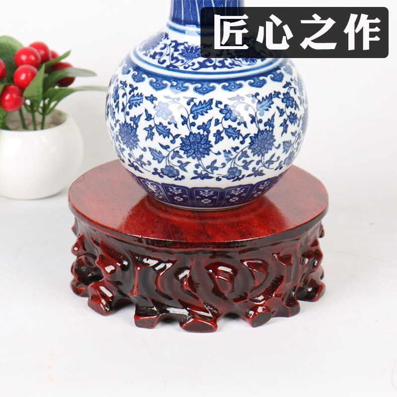 b512实木可挖槽奇石底座佛像花瓶花盆景摆件底托木托圆形石头托架