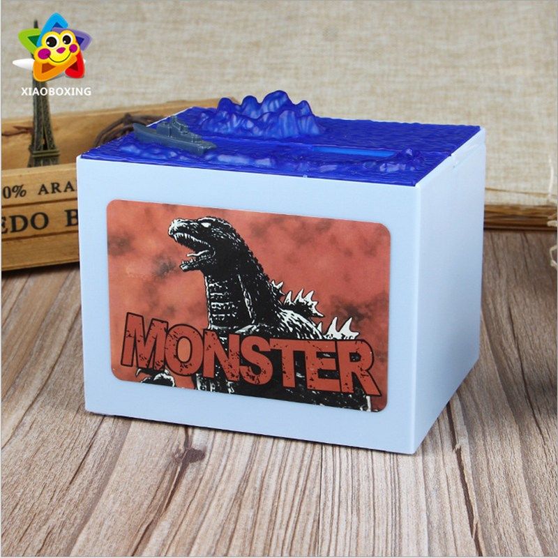 偷钱哥斯拉可爱恐龙存钱罐创意男孩男生带灯光音效个性电动储蓄罐