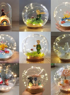 球灯y材料男女朋友礼物玻璃罩夜灯手工儿童礼物