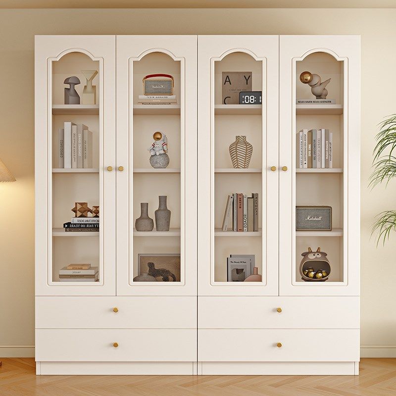书柜现简约带玻璃门家用书架组合落地靠墙展示柜收纳储物柜子,住宅家具,组合书柜,淘宝优惠券,粉丝福利购,淘宝优惠卷