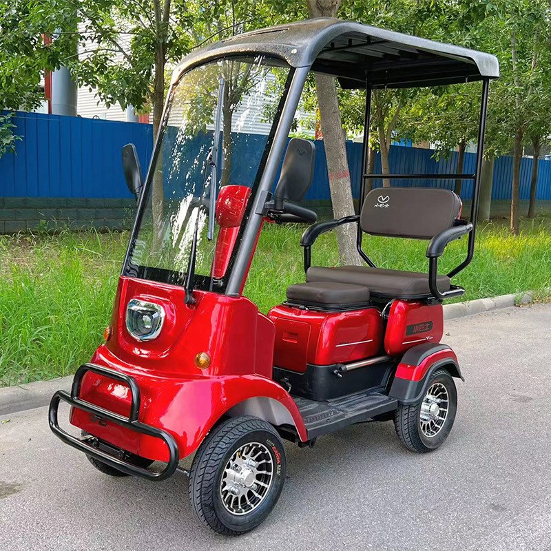 小巴士电动四轮车老年步车双人老人接送孩子残疾人带棚车