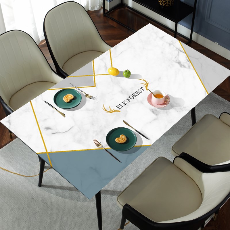 餐桌垫防水防油防烫免洗仿大理石简约新款客厅茶几桌布电视柜台布